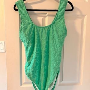 Cupshe Floral Jacquard Cutout Tie Back One Piece Swimsuit